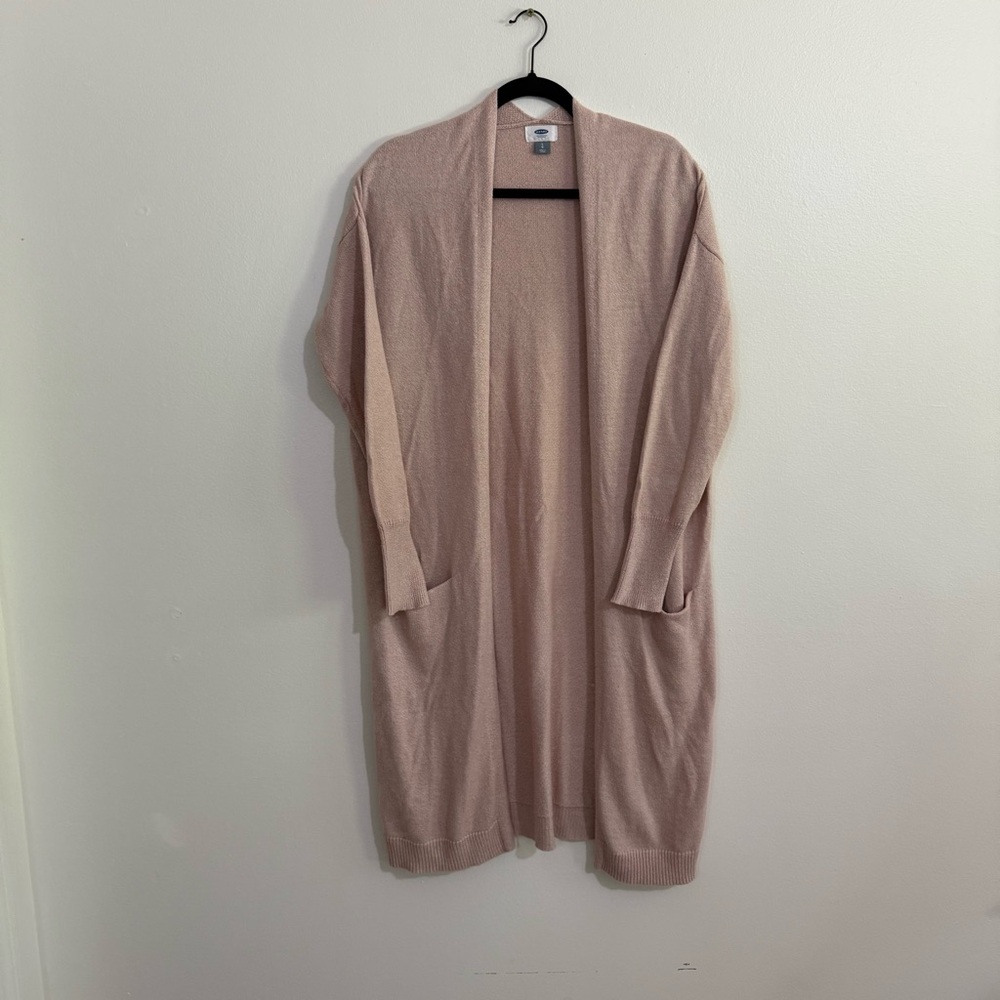 Womens L Old Navy Soft Pink Long Knit Cardigan: Layers, Fall, Sweater, Normcore